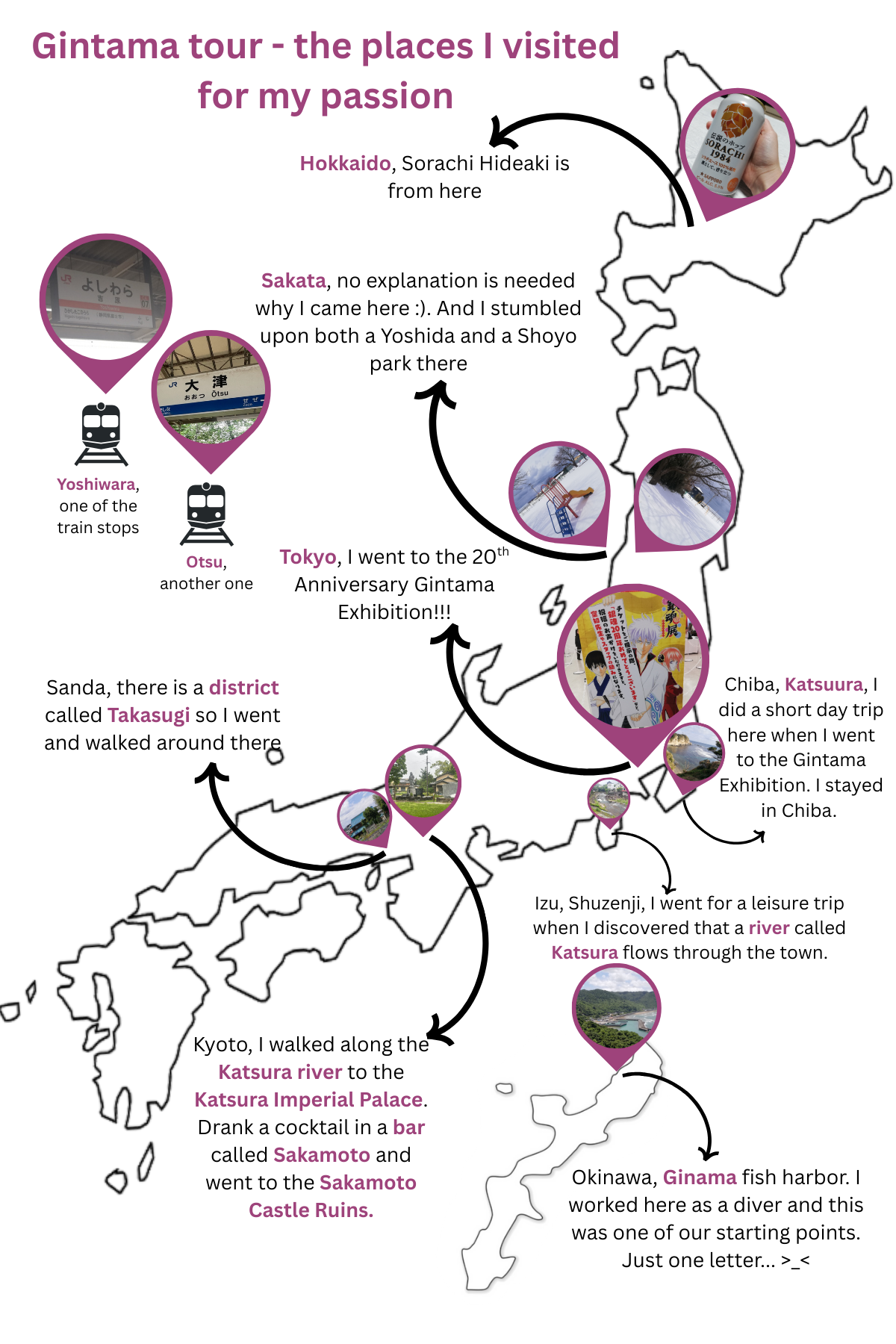 Japan map with Gintama places